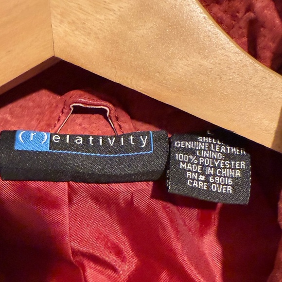 Relativity Vtg Women's Red Rust Suede Bomber Jacket Y2K Genuine Leather Large - Picture 5 of 13